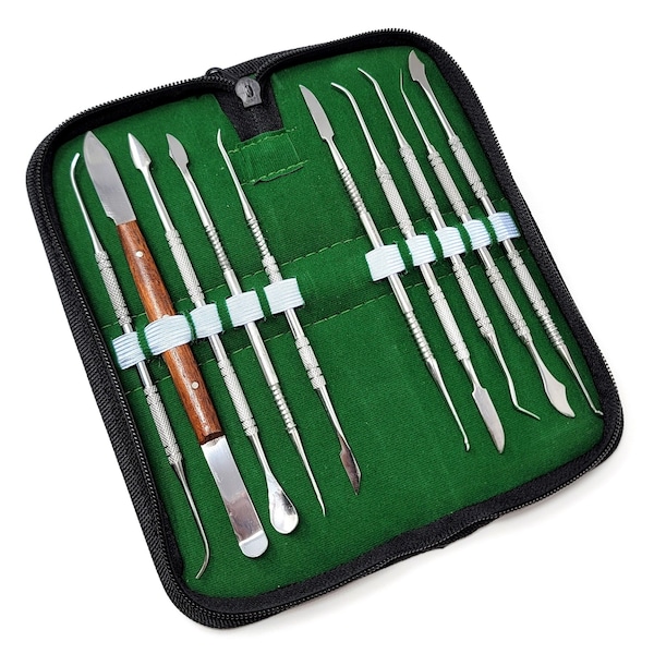 A2Z Scilab 10 Pcs Stainless Steel Wax Carvers Tools Double Ended Spatulas For Clay Modelling Sculpting w/ Case A2Z-ZR949 - main
